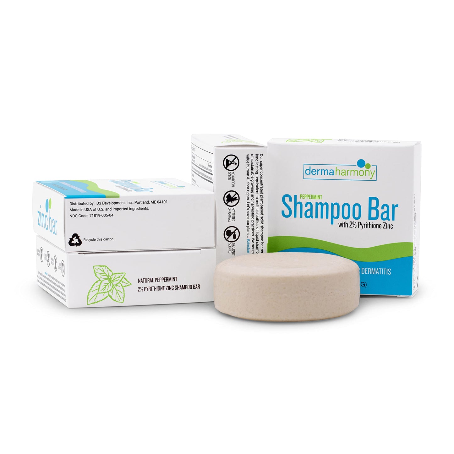 Dermaharmony 2% Pyrithione Zinc Shampoo Bar – Fragrance-Free, 4 Oz