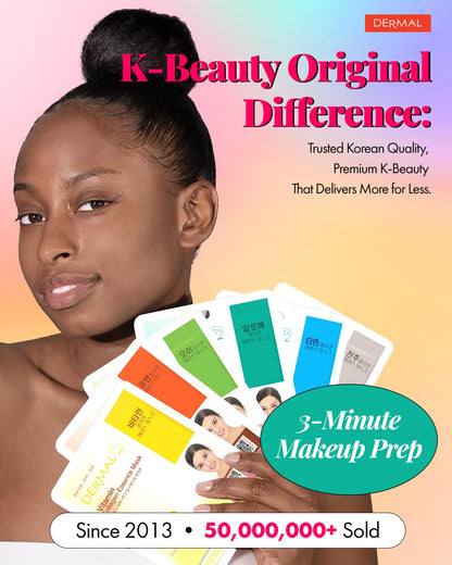 DERMAL 26 Combo Pack Collagen Essence Masks (Red & Green) – Hydrating & Soothing, Hypoallergenic