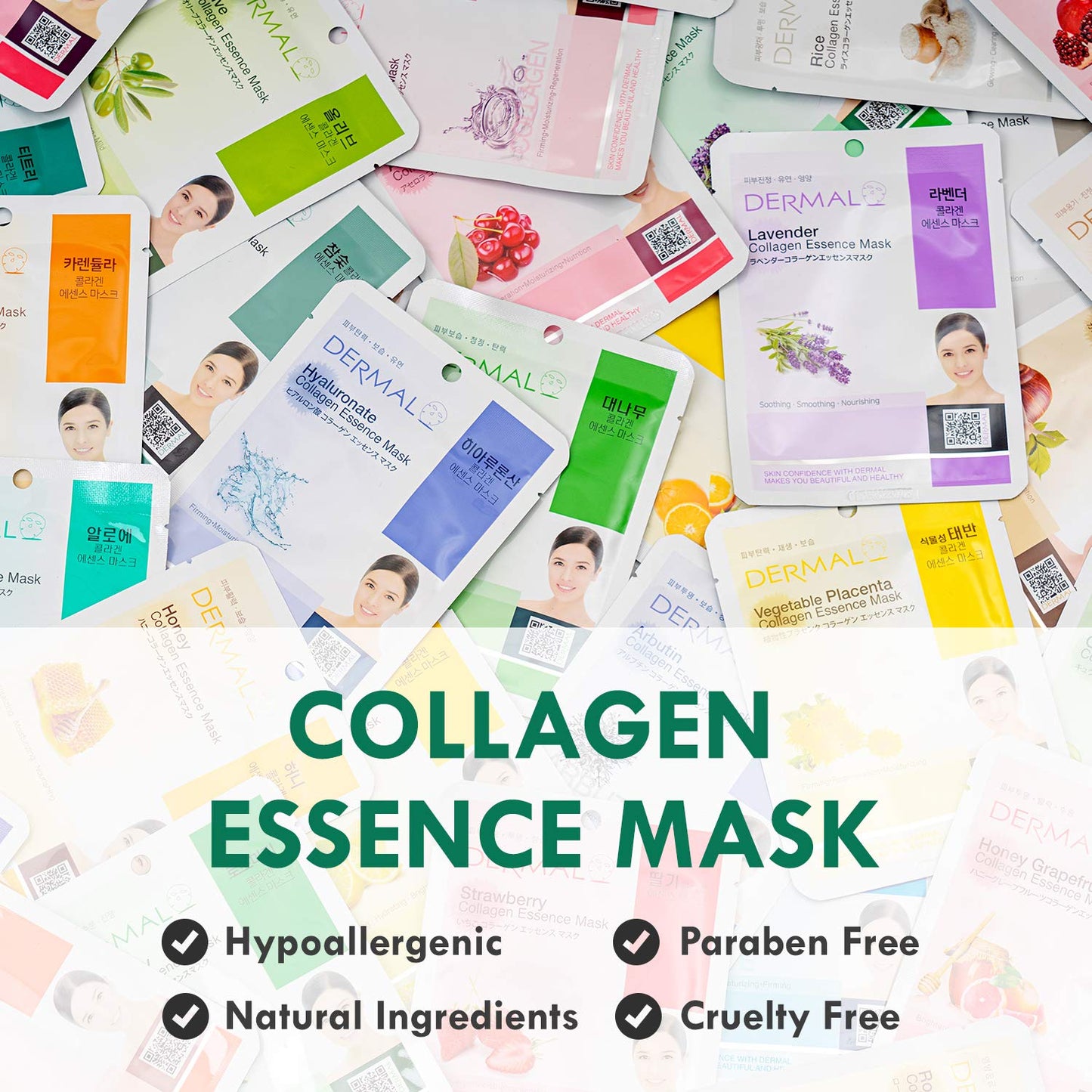 DERMAL Collagen Essence Sheet Mask 16-Combo Pack – 16 Days Daily Skin Therapy for Glow | K-Beauty Gift Set
