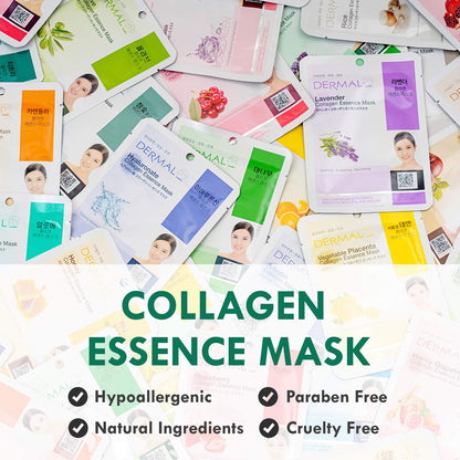 DERMAL Collagen Essence Sheet Mask 16-Combo Pack – 16 Days Daily Skin Therapy for Glow | K-Beauty Gift Set