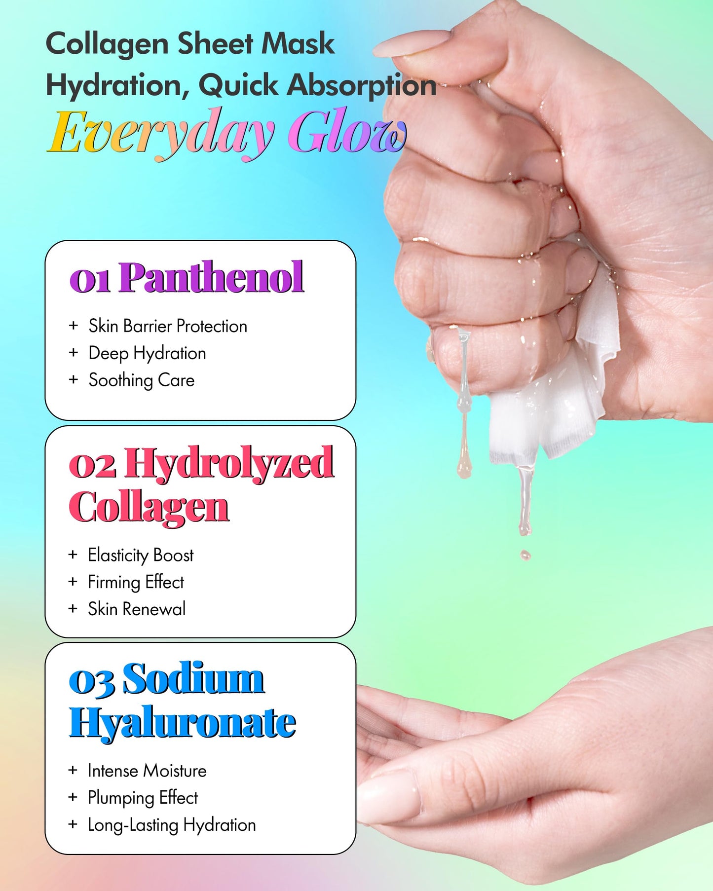 DERMAL 26 Combo Pack Collagen Essence Masks (Red & Green) – Hydrating & Soothing, Hypoallergenic