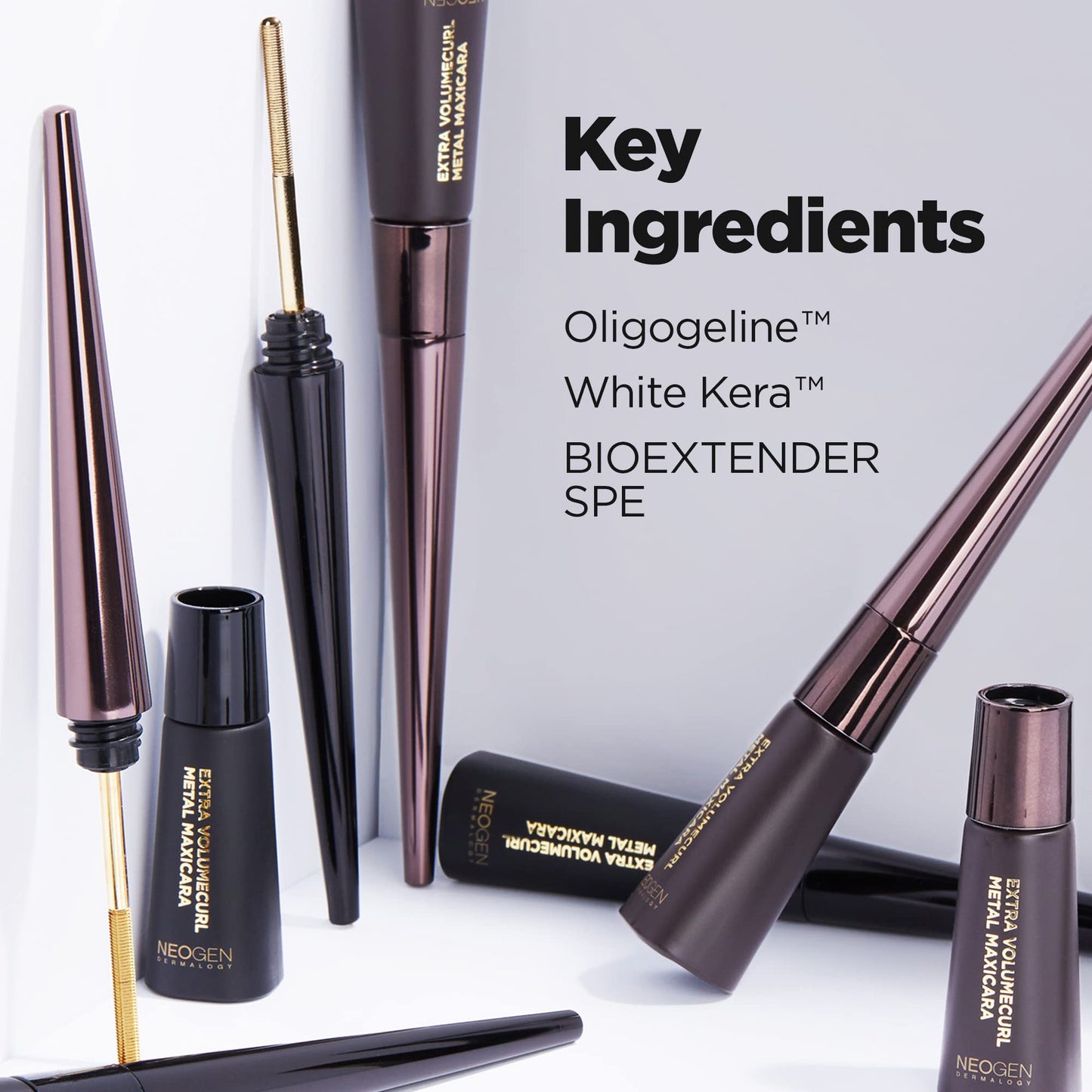DERMALOGY by NEOGENLAB Extra Volume Curl Metal Mascara – Waterproof No-Brush, Volume & Curl (Black)