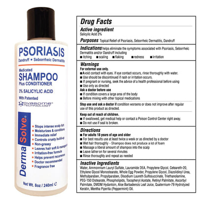 Dermasolve Scalp Psoriasis Medicated Shampoo & Conditioner – 8 oz Bottles (2 Pack) | Soothes Dandruff & Flaky Scalp