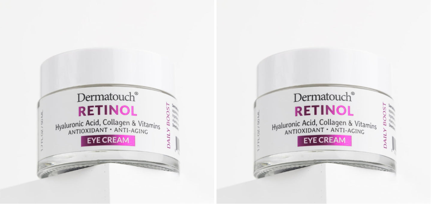 DERMATOUCH Retinol Eye Cream 1.75 oz – 2-Pack with Hyaluronic Acid, Peptides & Vitamins – Made in USA