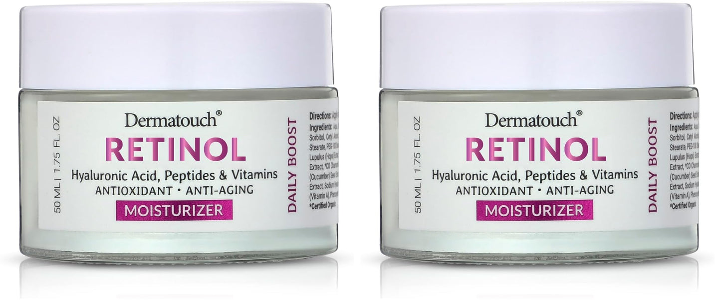 DERMATOUCH Retinol Face Moisturizer – Hyaluronic Acid, Peptides & Vitamins | Made in USA (2-Pack)