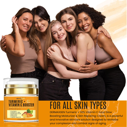 Dermaxgen Turmeric Vitamin C Cream – Glow Boost, Anti-Aging & Hydration for All Skin Types (1.7 oz)
