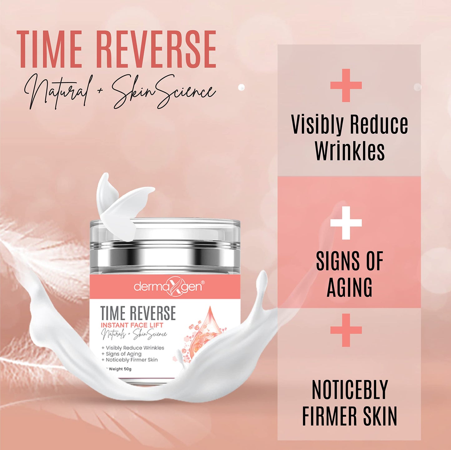 DERMAXGEN Time Reverse Facial Cream – Instant Lift for Neck, Chest & Skin