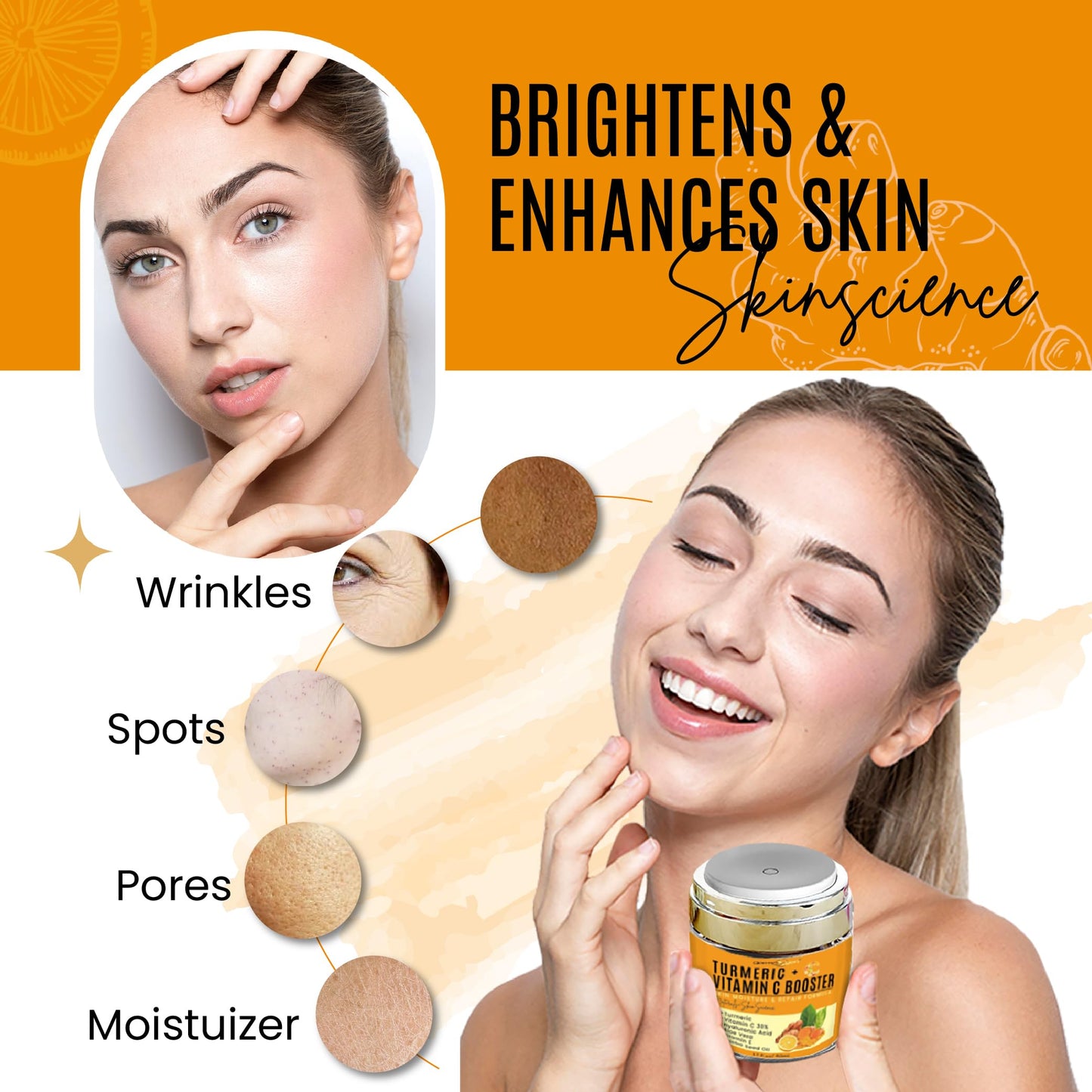 Dermaxgen Turmeric Vitamin C Cream – Glow Boost, Anti-Aging & Hydration for All Skin Types (1.7 oz)