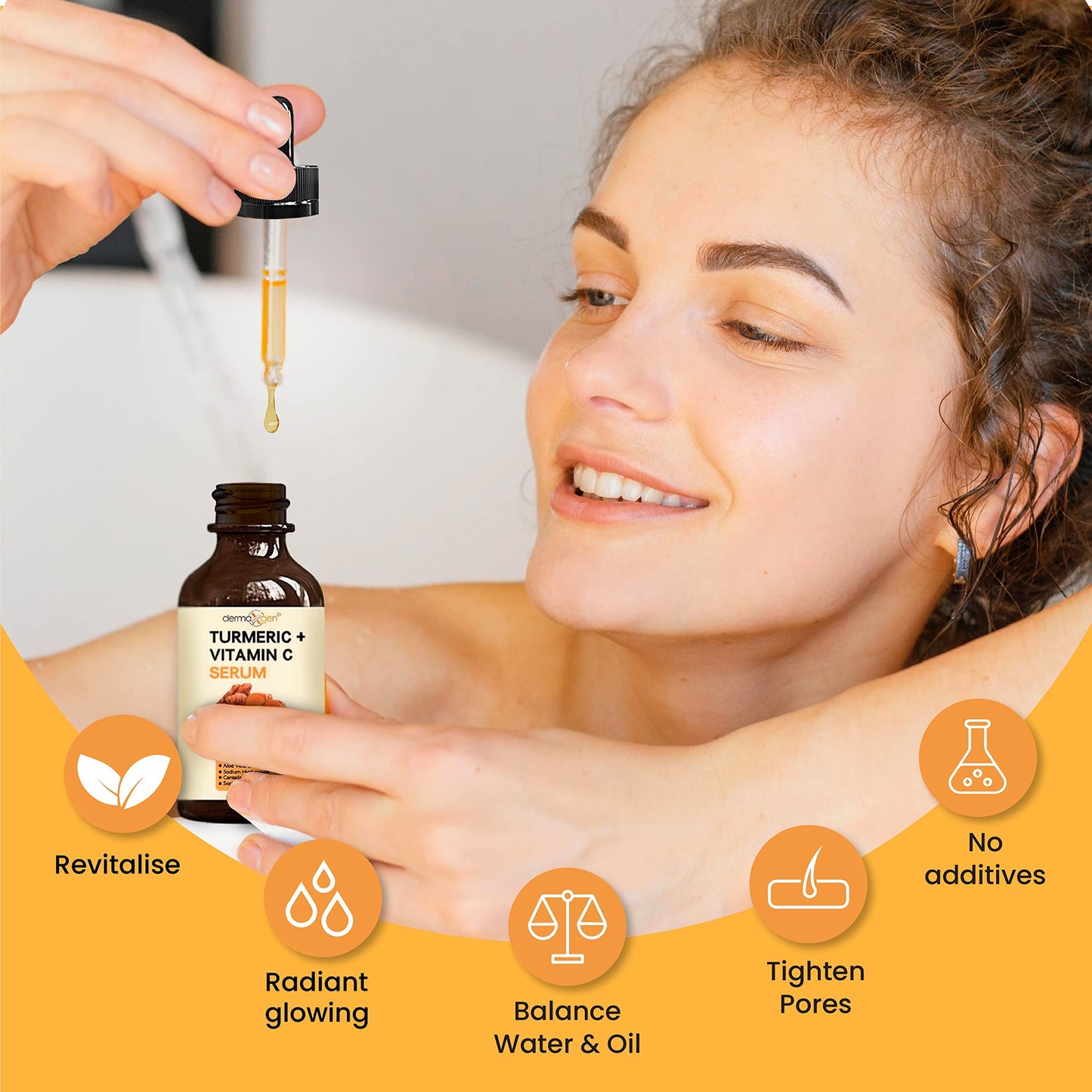 DERMAXGEN Turmeric Serum + Vitamin C – Glow-Boosting Organic Moisturizer (2 fl oz)
