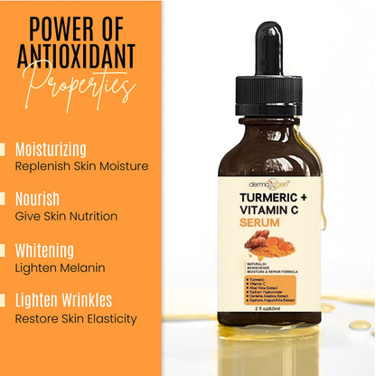 DERMAXGEN Turmeric Serum + Vitamin C – Glow-Boosting Organic Moisturizer (2 fl oz)