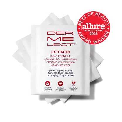 Dermelect Extracts 3-in-1 Soy Nail Polish Remover Wipes – Scentless, Acetone-Free (10 Pack)