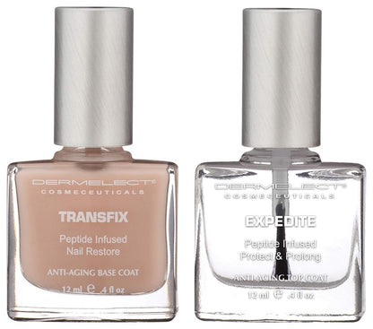 Dermelect Natural Nail Repair Kit for Damaged Nails – Peptide-Infused Base & Top Coats