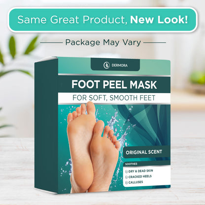 DERMORA Foot Peel Mask – Exfoliating Foot Masks for Dry, Cracked Feet & Callus Removal | Pack of 2 | Regular Size