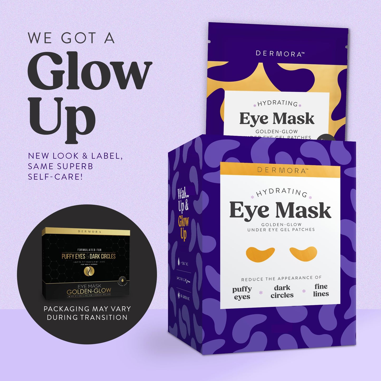 DERMORA Golden Glow Under Eye Patches – 15 Pairs | Refreshing, Rejuvenating Eye Gels