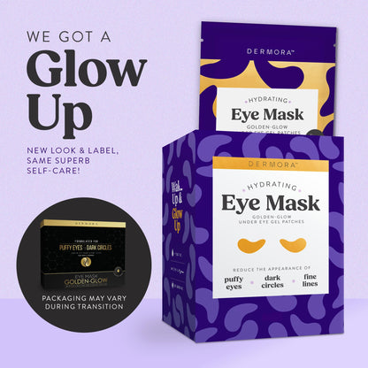 DERMORA Golden Glow Under Eye Patches – 15 Pairs | Refreshing, Rejuvenating Eye Gels