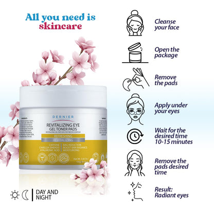 Dernier Under Eye Patches with Caffeine and Hyaluronic Acid | Hydrate, Refresh & Brighten Eye Contour – 100g (80 Pads)