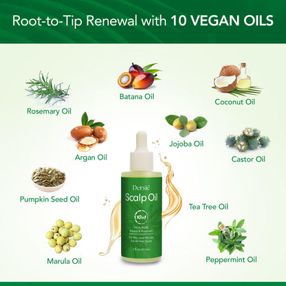 Dersie Scalp Oil for Hair Loss & Thinning Hair – Batana, Rosemary & Tea Tree (60mL)
