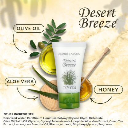 Desert Breeze Travel Size Hotel Lotion – 20 Count, 1 oz Bottles | Green Tea & Lemongrass Scent