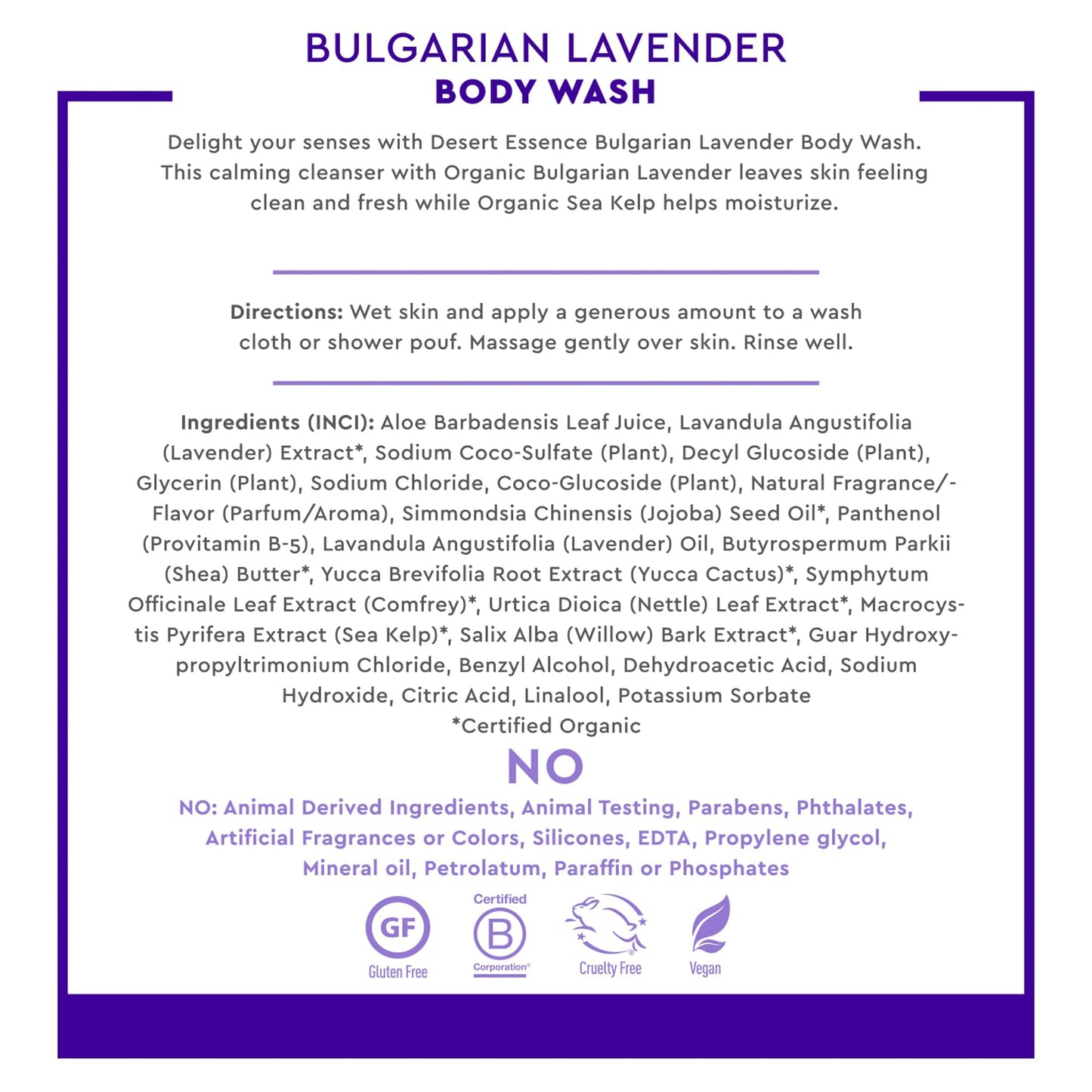 Desert Essence Bulgarian Lavender Body Wash – Gentle Cleansing and Soothing Skin (8 fl oz)