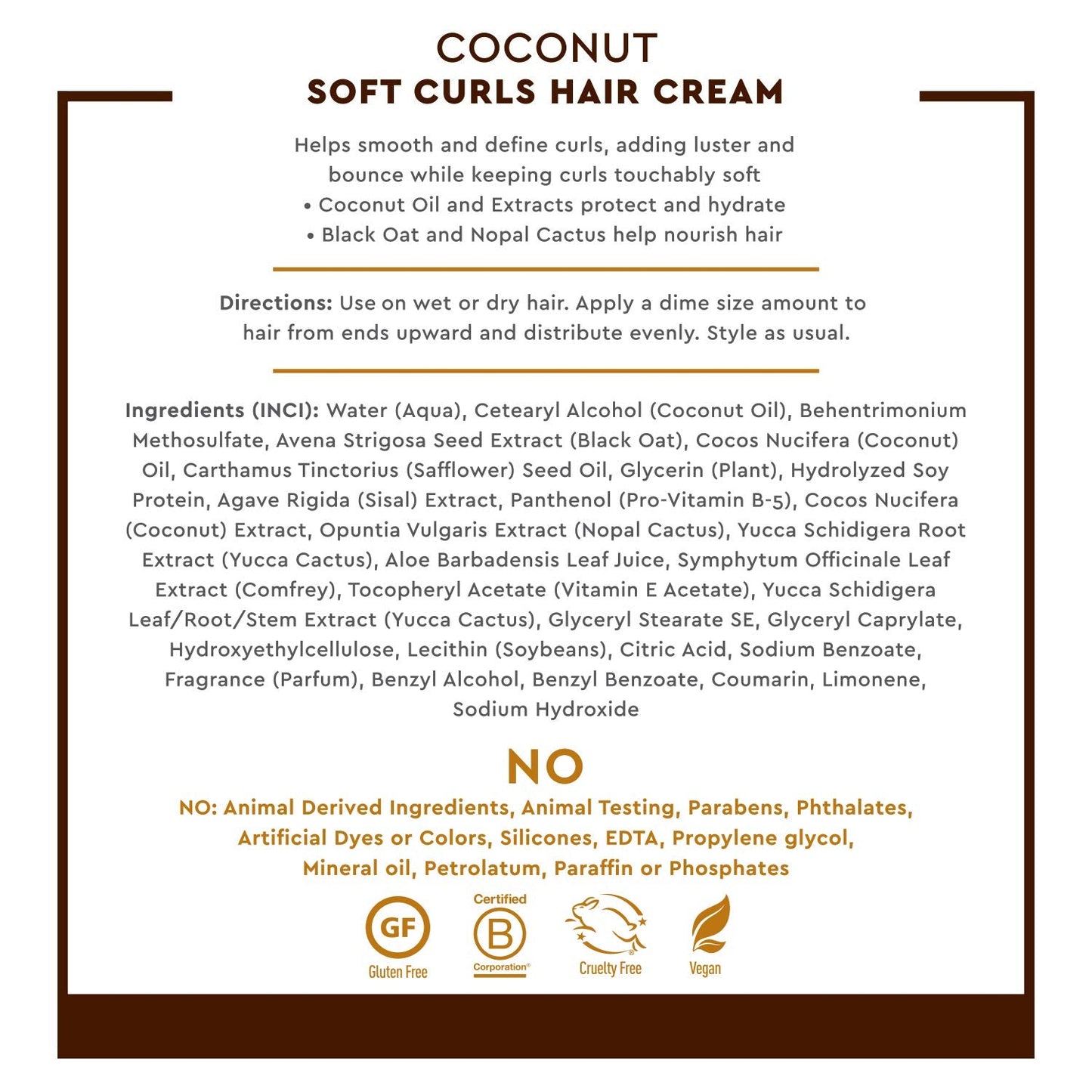 Desert Essence Coconut Soft Curls Hair Cream – Hydrating, Silicone-Free Curl Definer