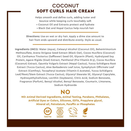 Desert Essence Coconut Soft Curls Hair Cream – Hydrating, Silicone-Free Curl Definer