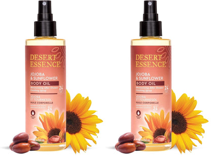 Desert Essence Jojoba & Sunflower Body Oil Spray – 8.28 fl oz (Pack of 2) – Vegan, Cruelty-Free