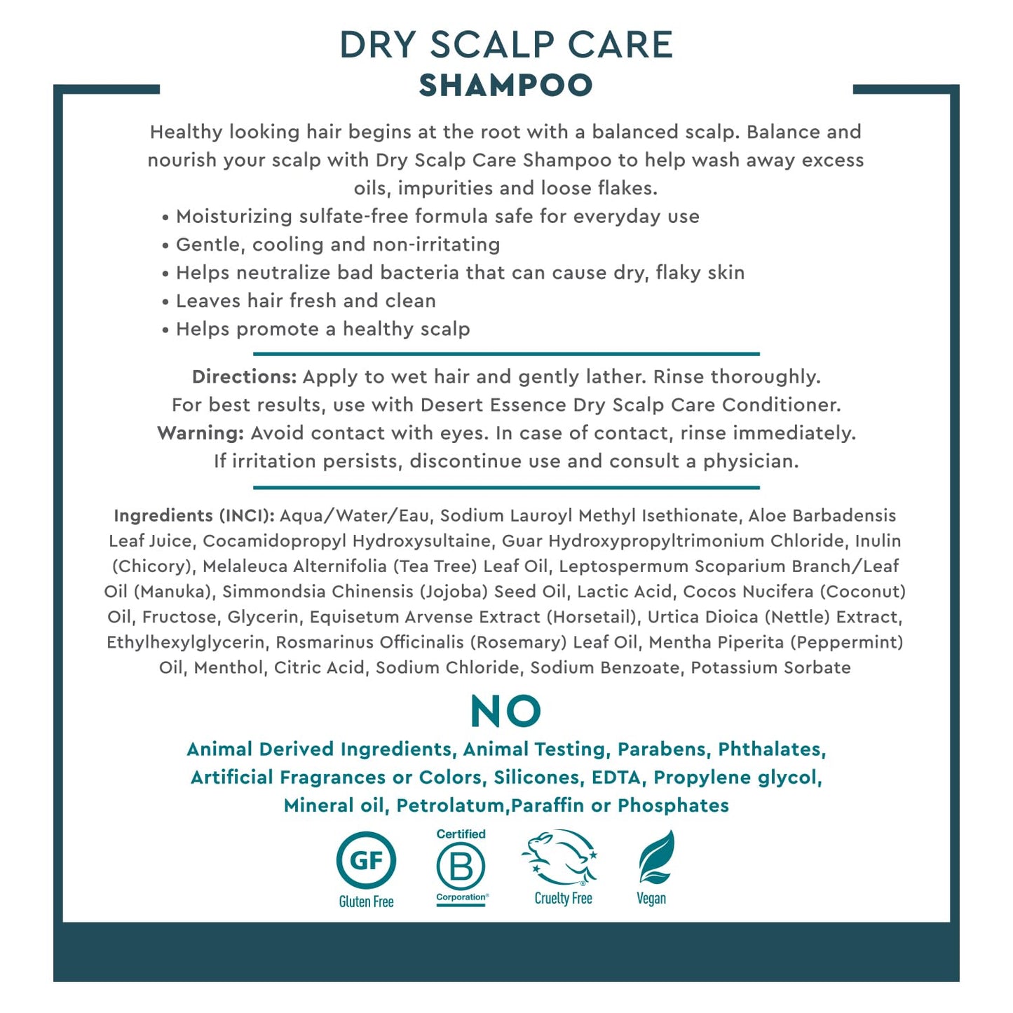 Desert Essence Dry Scalp Care Shampoo – Hydrate, Balance & Strengthen Hair | 8 Fl Oz