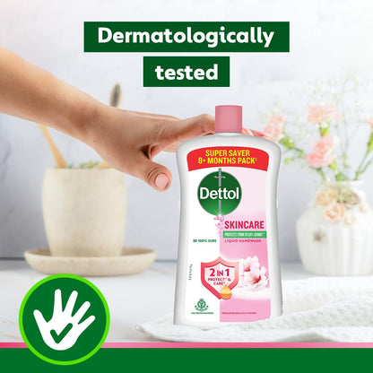 Dettol Skincare Liquid Handwash | 875ml x 2 | Germ Protection & Plant-Derived Cleaners