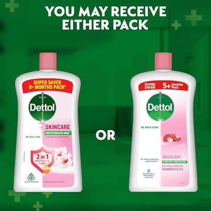 Dettol Skincare Liquid Handwash | 875ml x 2 | Germ Protection & Plant-Derived Cleaners