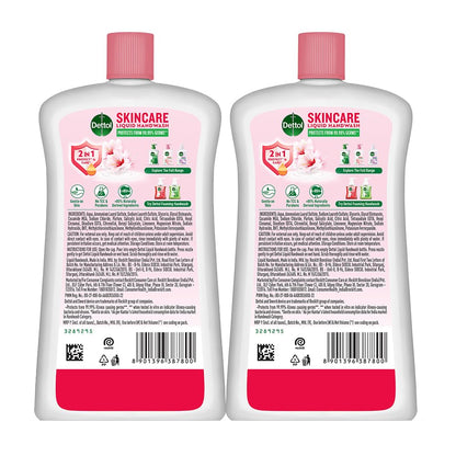 Dettol Skincare Liquid Handwash | 875ml x 2 | Germ Protection & Plant-Derived Cleaners