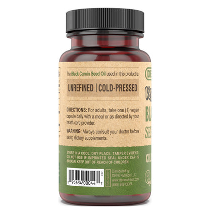 DEVA Vegan Black Cumin Seed Oil – Cold-Pressed, Unrefined, 90 Vegan Capsules