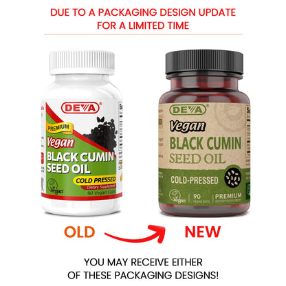 DEVA Vegan Black Cumin Seed Oil – Cold-Pressed, Unrefined, 90 Vegan Capsules