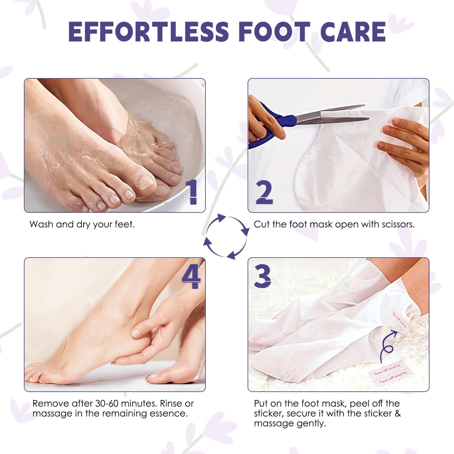 Devyonder Foot Peeling Mask 5 Pack – Exfoliate, Soften & Rejuvenate Dry Heels (Urea, Lavender & Salicylic Acid)