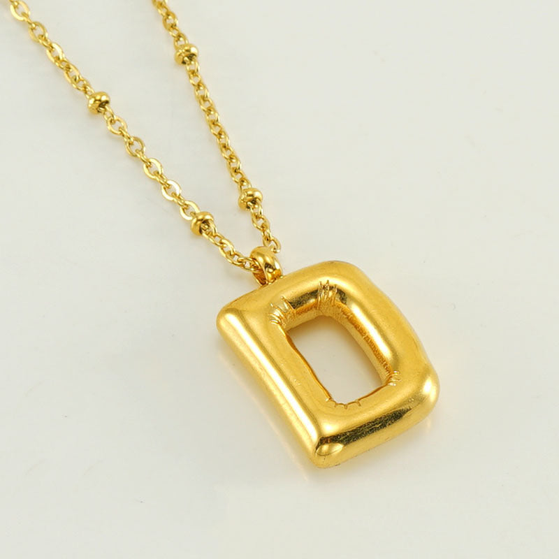Bubble Letter Pendant Necklace A-Z