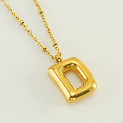 Bubble Letter Pendant Necklace A-Z