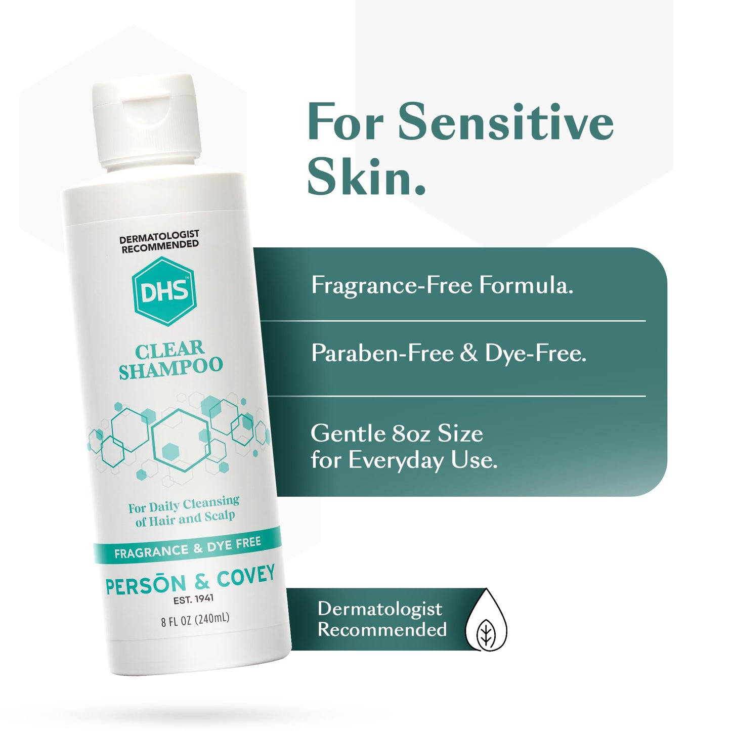 DHS Clear Shampoo – Fragrance-Free, Irritant-Free for Sensitive Scalp (8 oz)