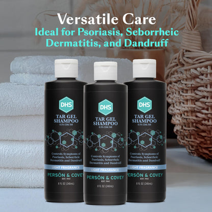 DHS Person & Covey T Gel Shampoo – Anti Dandruff & Psoriasis Care | Refined Coal Tar Gel | Deep Cleansing 8 Fl Oz