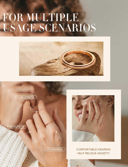 Diamday Rose Gold Fidget Ring – 2mm Spinner Ring for Anxiety, Stress Relief, Gift for Women & Men