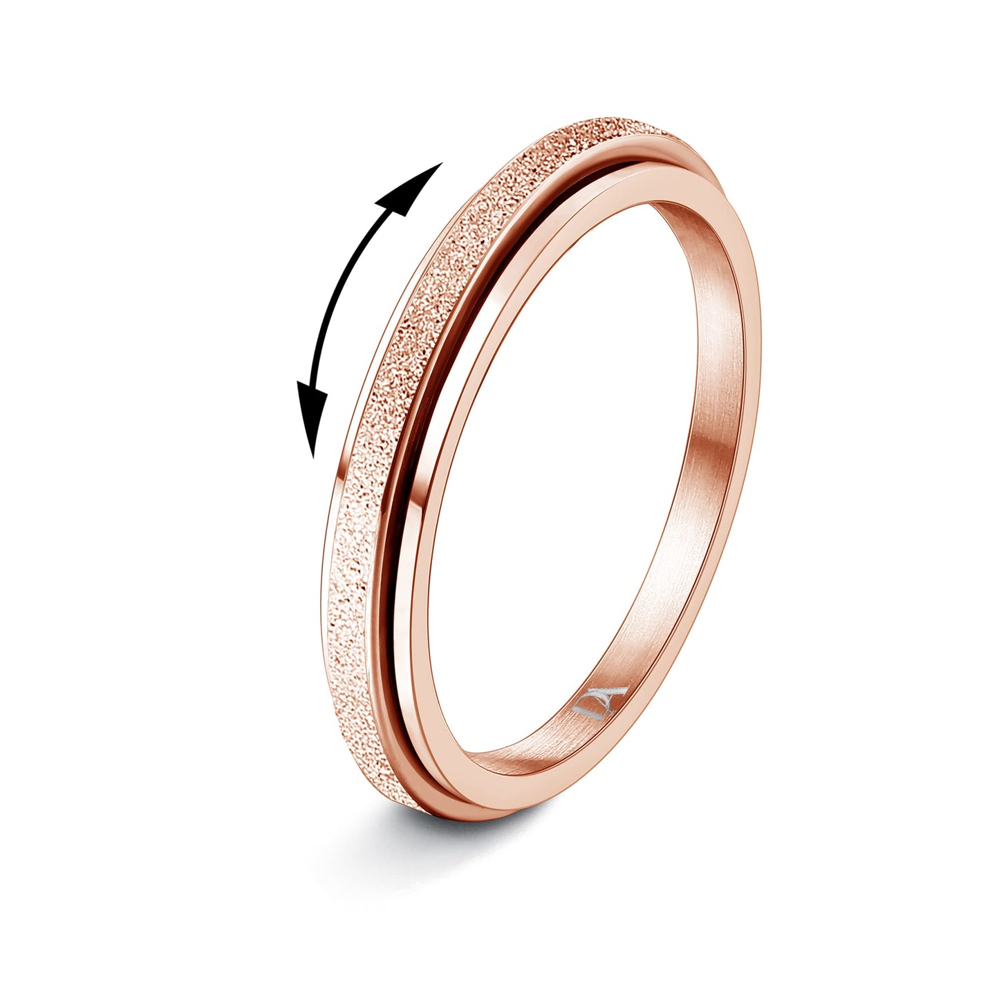 Diamday Rose Gold Fidget Ring – 2mm Spinner Ring for Anxiety, Stress Relief, Gift for Women & Men