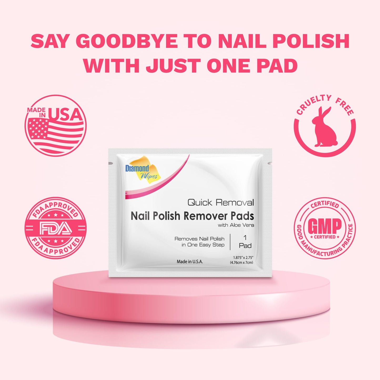 Diamond Wipes Nail Polish Remover Wipes with Aloe Vera – Case of 500