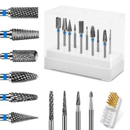 Diesisa 10Pcs Nail Drill Bits Set Tungsten Carbide Cuticle Bits 3-32 Inch Shank