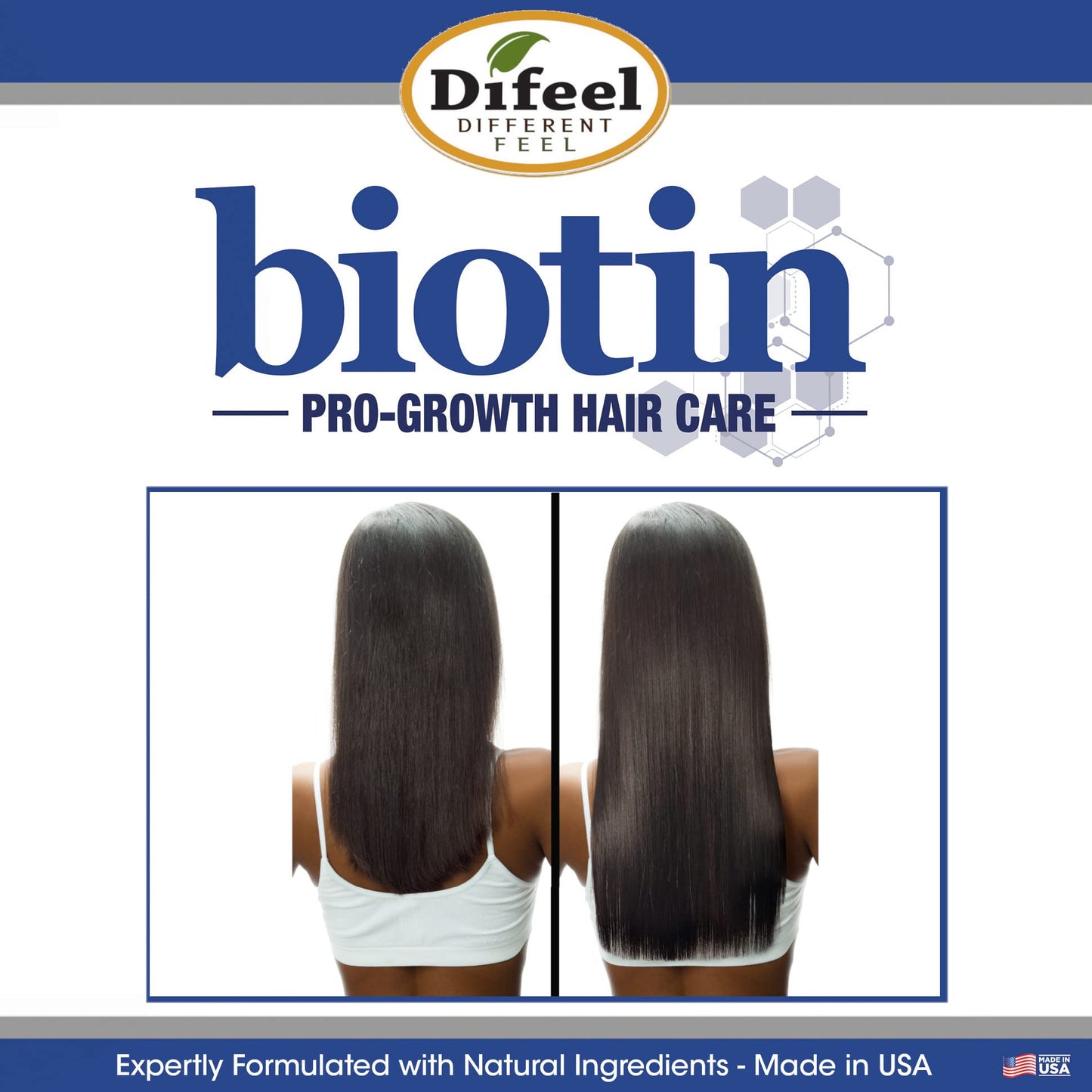Difeel Biotin Shampoo 12 oz - Paraben Free, Thinning Hair & Growth Support
