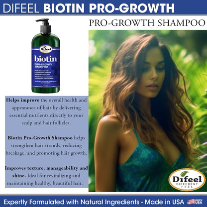 Difeel Pro-Growth Biotin Shampoo & Conditioner Gift Set – Large 33.8oz, Sulfate Free