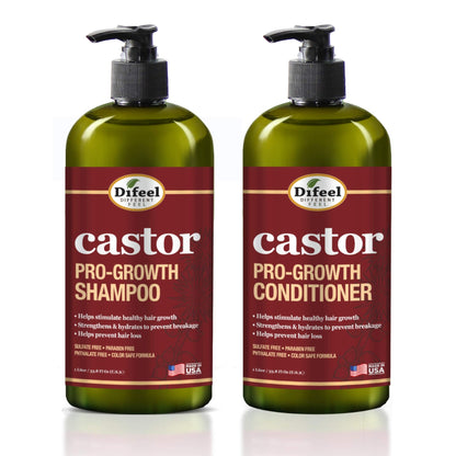 Difeel Castor Pro-Growth Shampoo & Conditioner Gift Box – 33.8 oz Each