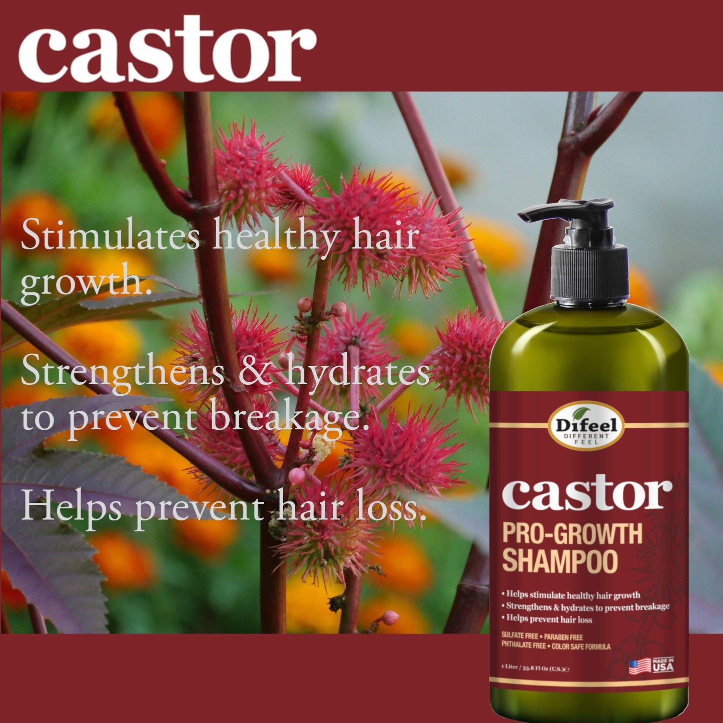 Difeel Castor Pro-Growth Shampoo & Conditioner Gift Box – 33.8 oz Each