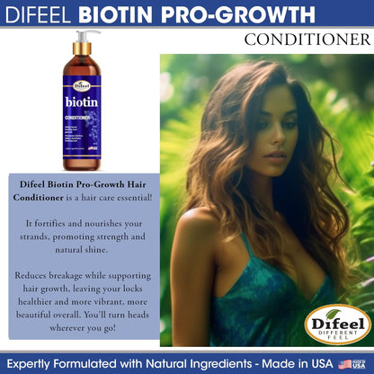 Difeel Elevated Biotin Conditioner for Hair Growth - 33.8 oz | Paraben Free & Color Safe