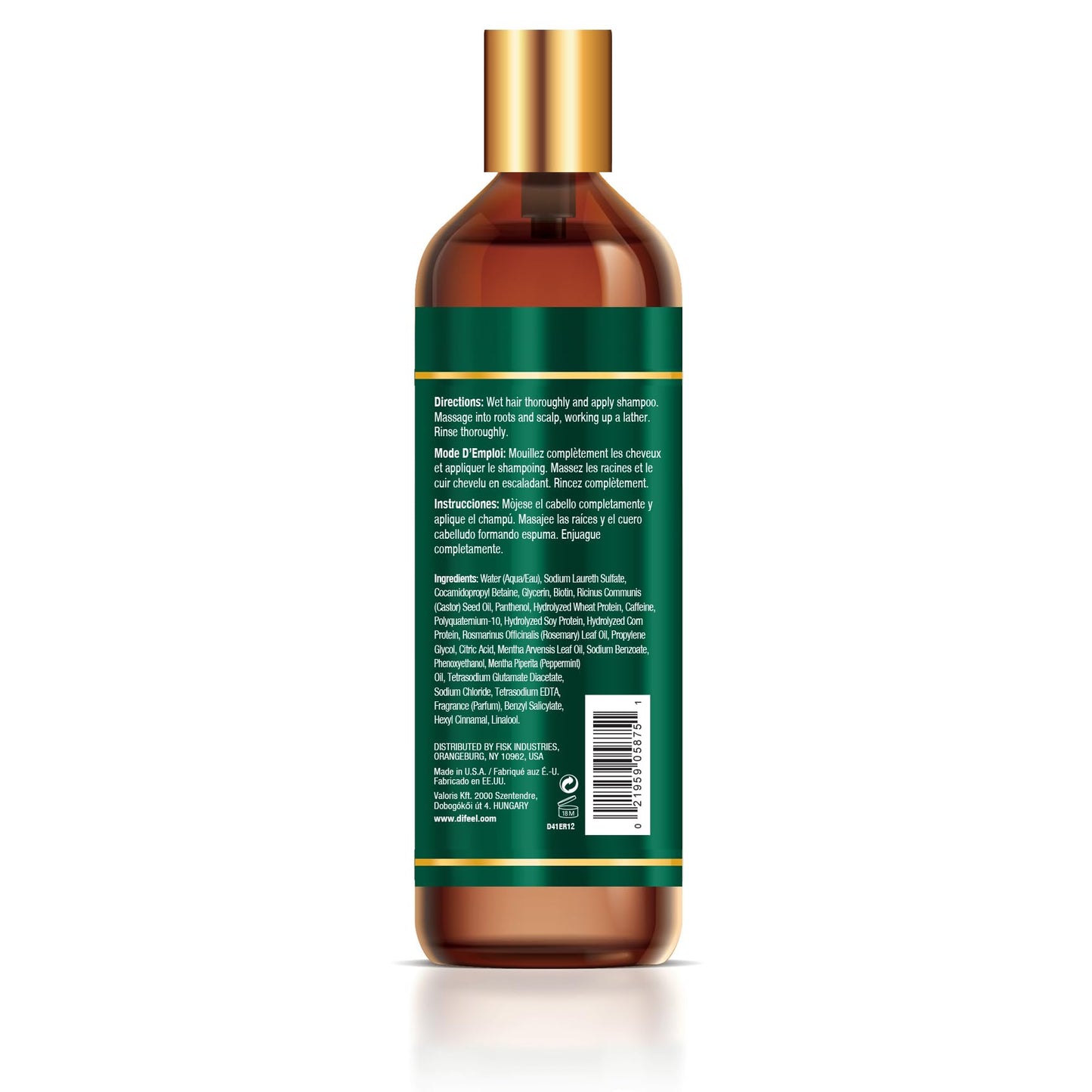 Difeel Elevated Rosemary Mint Shampoo with Biotin – Strengthen Dry & Damaged Hair (12 oz)
