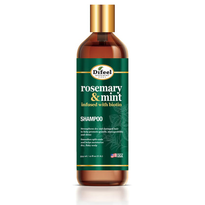 Difeel Elevated Rosemary Mint Shampoo with Biotin – Strengthen Dry & Damaged Hair (12 oz)