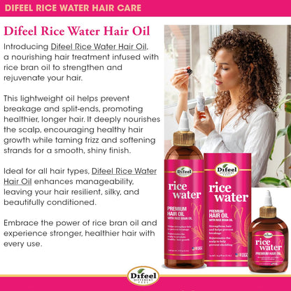 Difeel Rice Water Hair Oil 8 oz – Strengthening Moisturizer for Hair