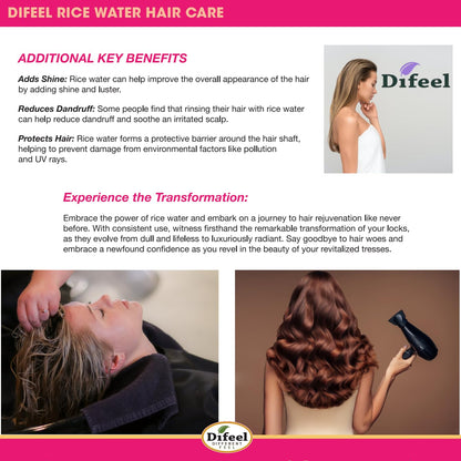 Difeel Rice Water Shampoo 33.8 oz | Strengthening Sulfate-Free Shampoo for All Hair Types
